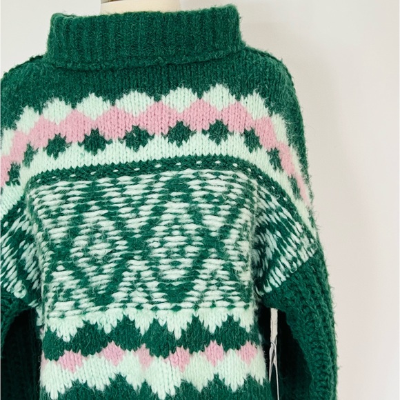 FREE PEOPLE Alpine Pullover Mock Neck Sweater in Green - Picture 4 of 6